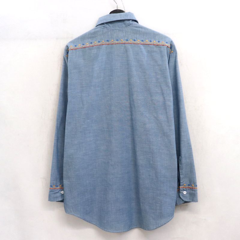 70s vintage BIGMAC 耳付き 刺繍 シャンブレー 長袖シャツ メンズ XL