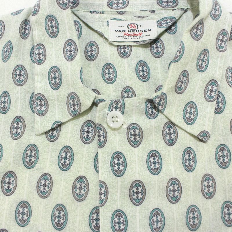 60s vintage VANHEUSEN 総柄 オープンカラー パジャマシャツ メンズ M