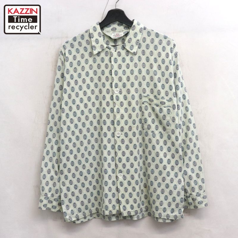 60s vintage VANHEUSEN 総柄 オープンカラー パジャマシャツ メンズ M
