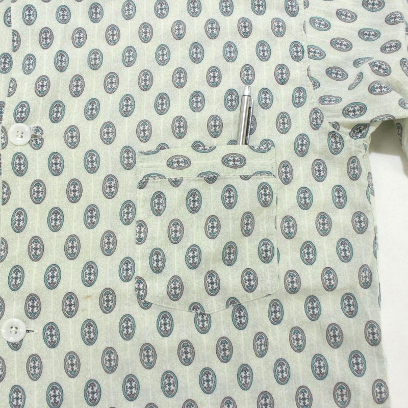60s vintage VANHEUSEN 総柄 オープンカラー パジャマシャツ メンズ M