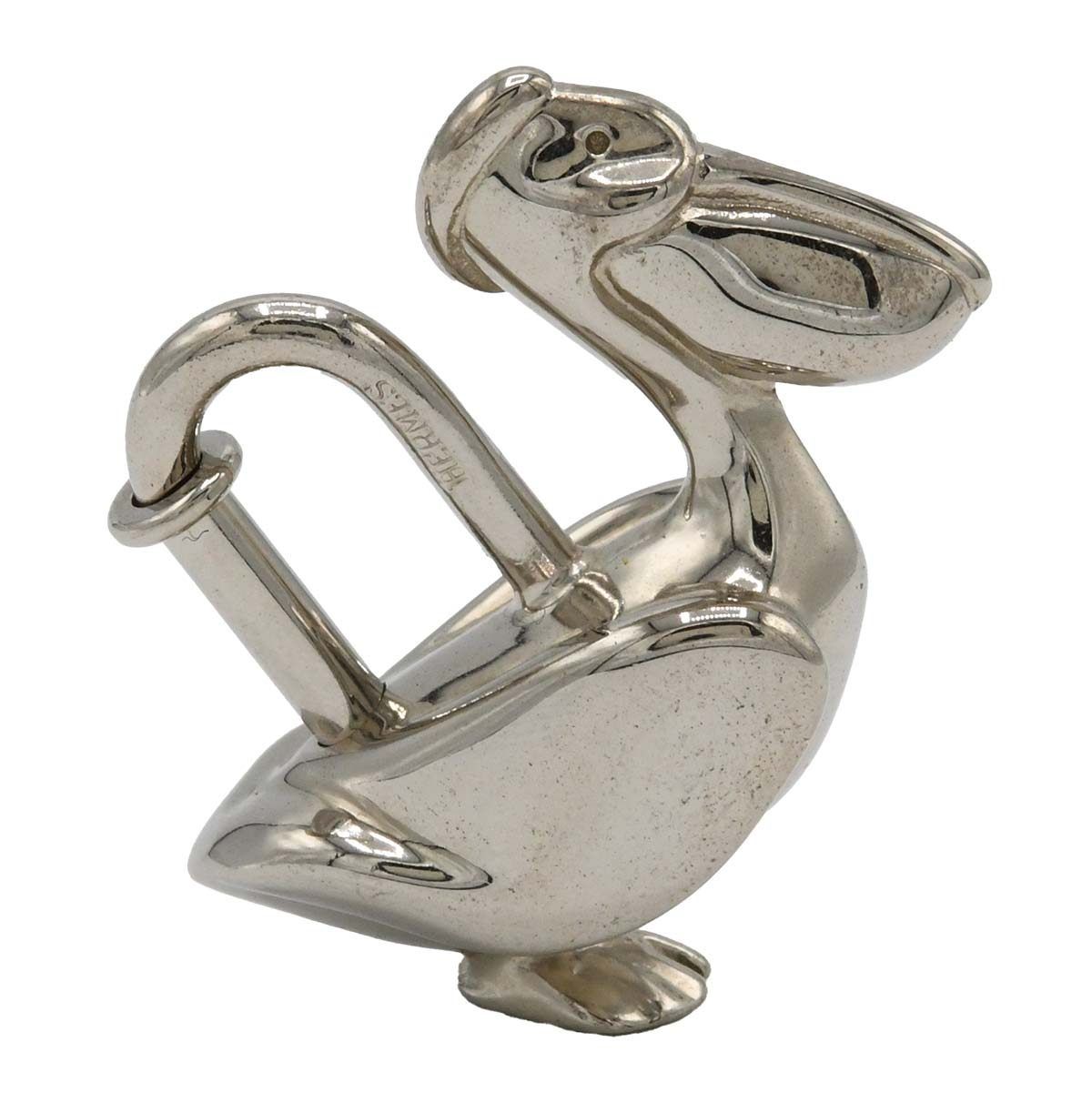 HERMES エルメス ペリカン モチーフ カデナ バッグチャーム シルバー