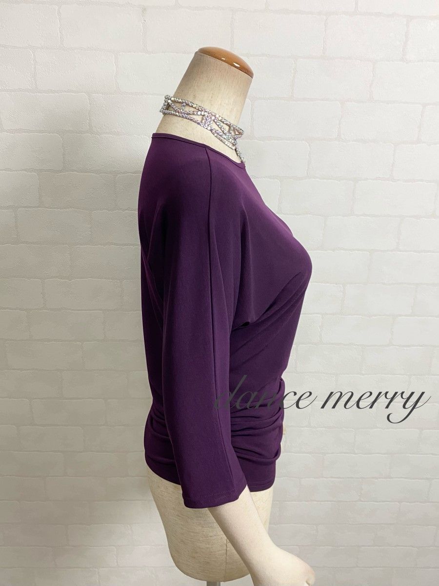 MERRY】新品 社交ダンス 紫 ドルマン トップス ラテン ヨガ レッスン