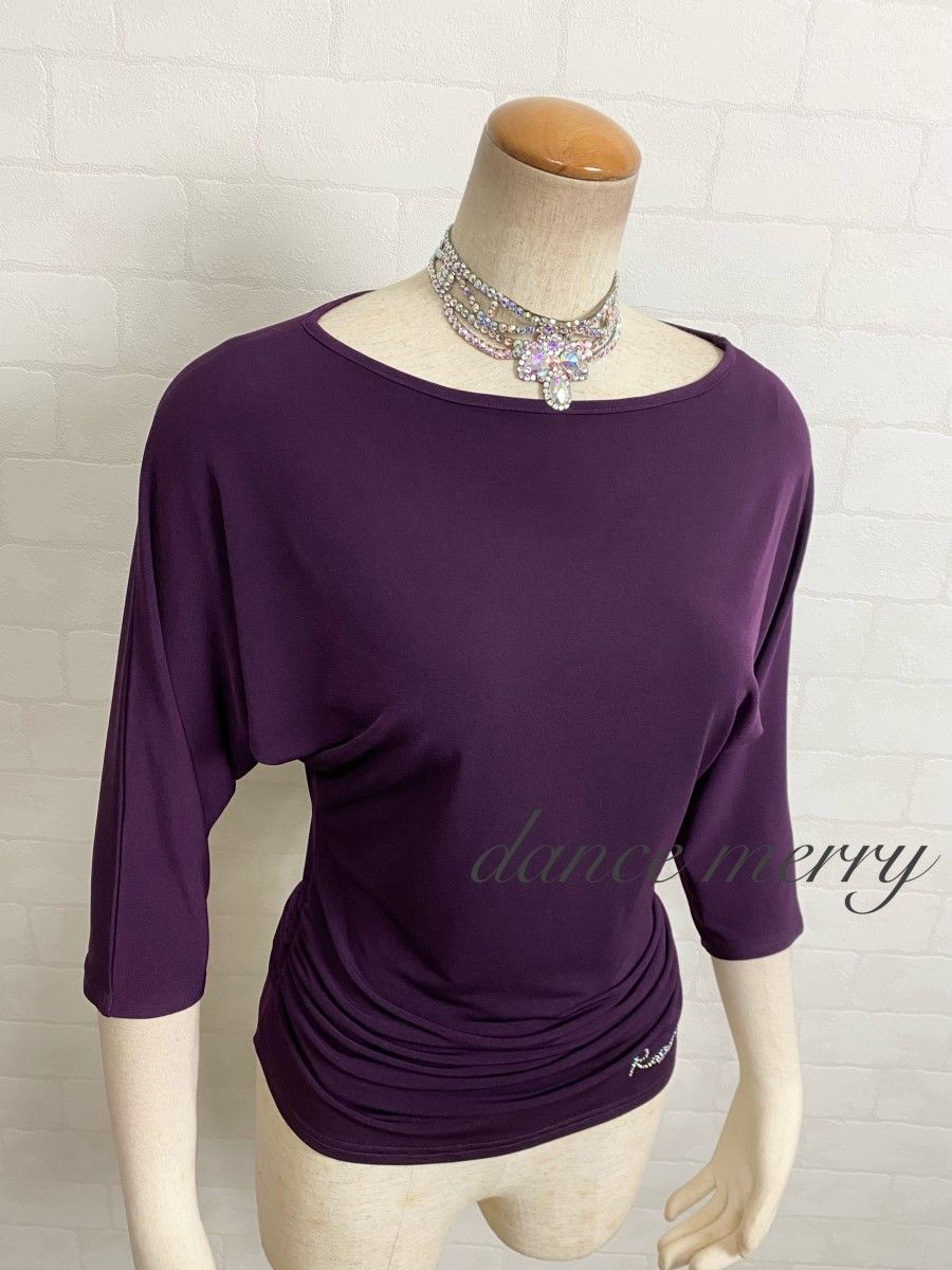 新品　社交ダンス　ドルマン　トップス　ピンク　紫　黒　ラテン　2962 MERRY】新品 社交ダンス 紫 ドルマン トップス ラテン ヨガ レッスン