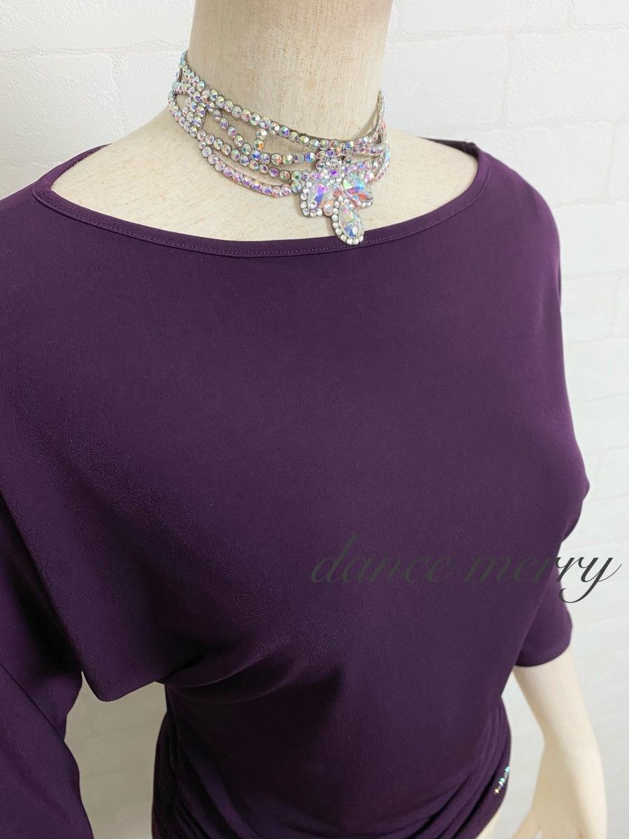 MERRY】新品 社交ダンス 紫 ドルマン トップス ラテン ヨガ レッスン