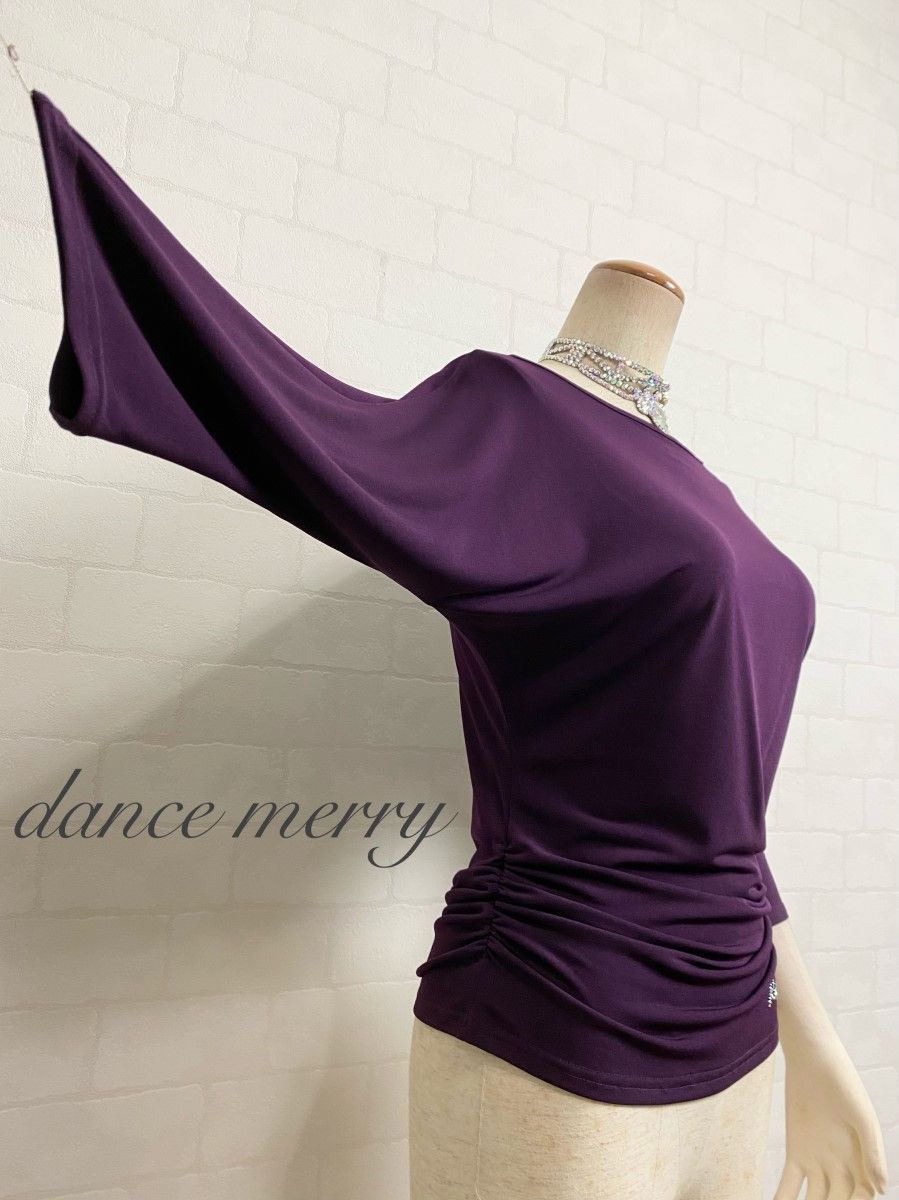 MERRY】新品 社交ダンス 紫 ドルマン トップス ラテン ヨガ レッスン