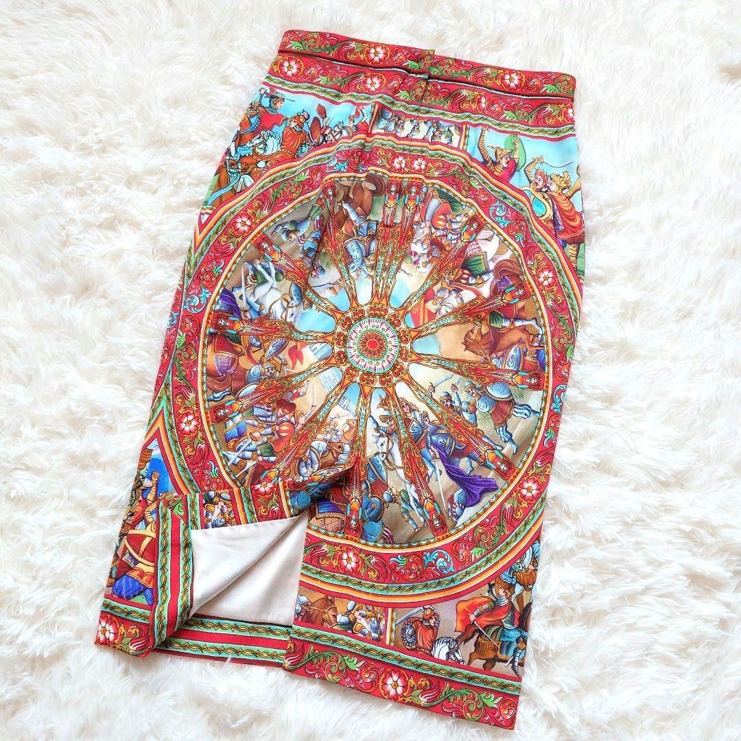 希少 美品 ドルチェ&ガッバーナ シチリア 総柄 スカート レーヨン