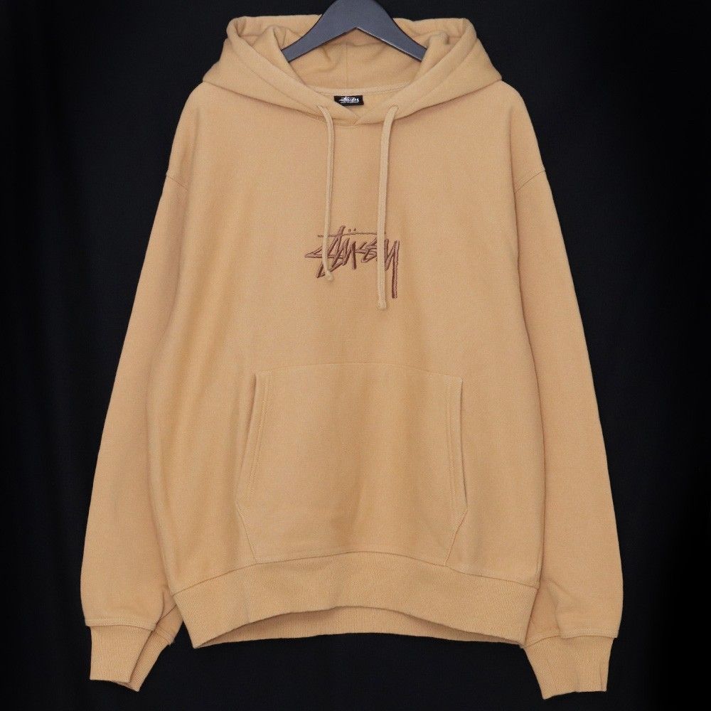 STUSSY Stock Logo Applique Hoodie Lサイズ ベージュ - メルカリ
