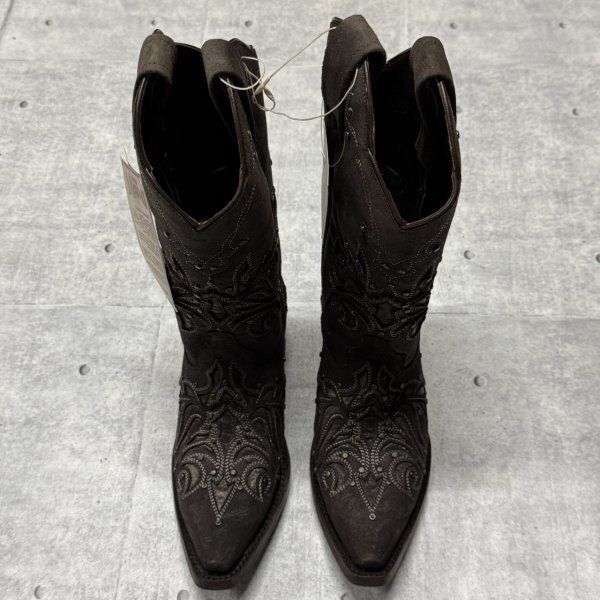 定価27280円 BOTAS DOUBLEL ウエスタンブーツ スタッズ 刺繍 ポインテッドトゥ スウェードレザー レディース YL 2862