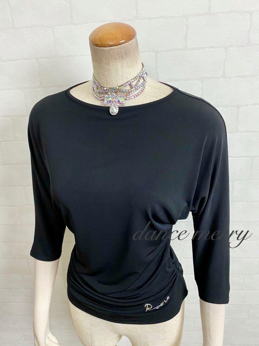 MERRY】新品 社交ダンス 黒 ドルマン トップス ラテン ヨガ レッスン