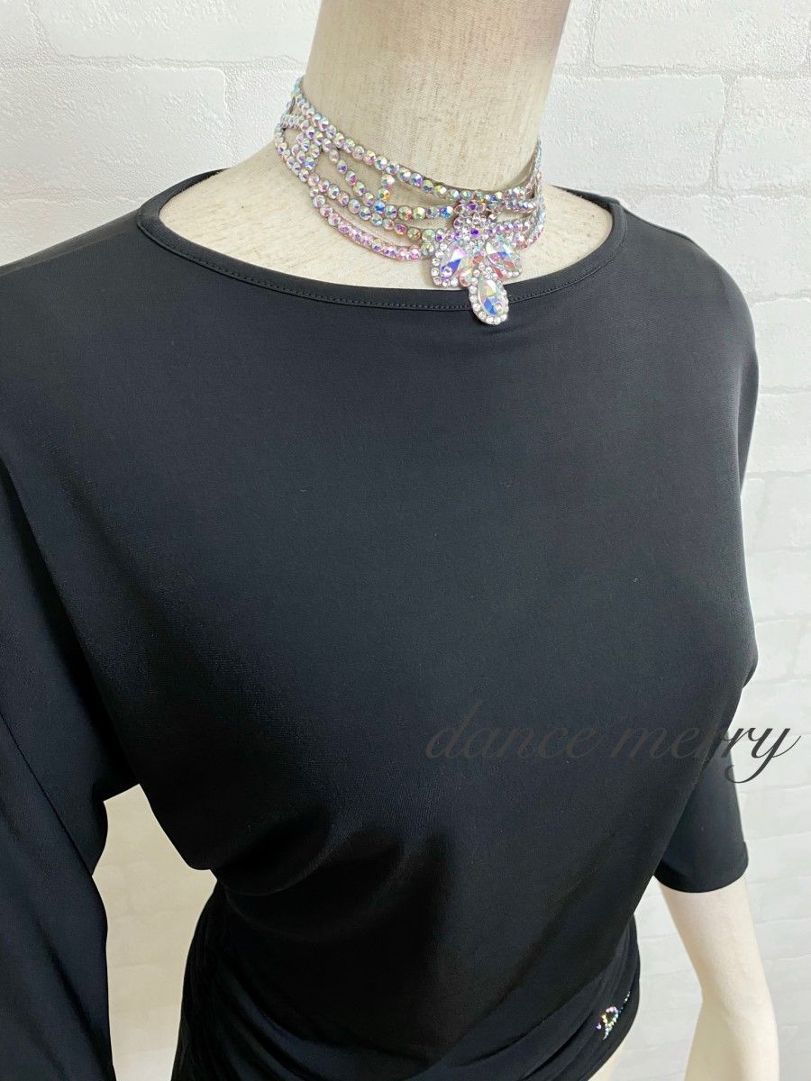 MERRY】新品 社交ダンス 黒 ドルマン トップス ラテン ヨガ レッスン