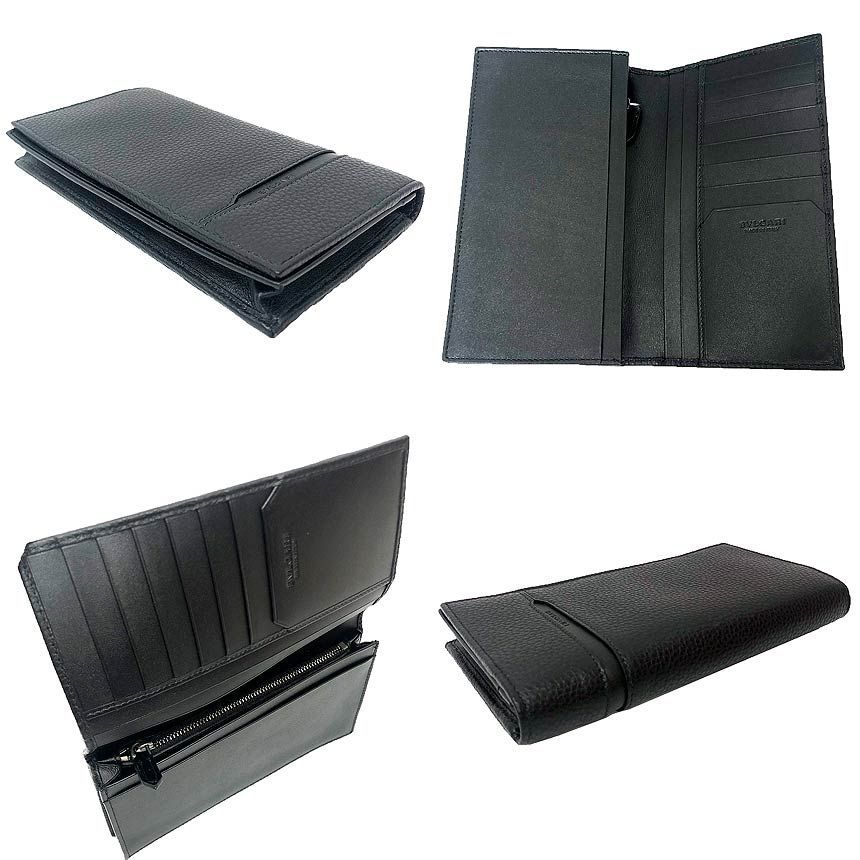 BVLGARI ブルガリ レザー 小銭入れ付長財布 36966 ブラック 黒 メンズ aq 12245 ゆったり設計 スポーツミックス