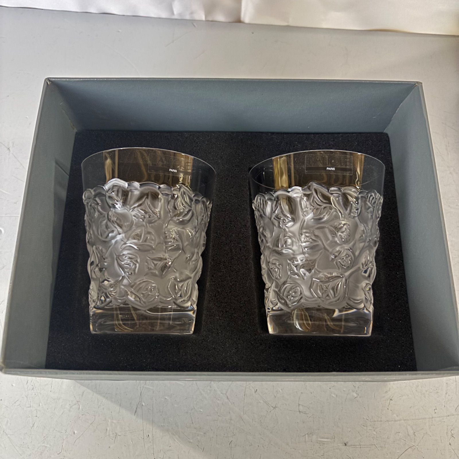LALIQUE ラリック ローズ ペアグラス 2点 セット 1733100 薔薇 クリスタル 箱入り