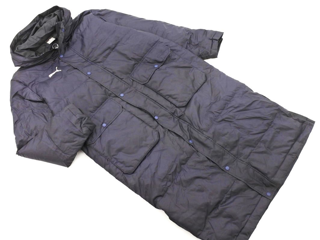 PUMA プーマ ロゴ ダウン ベンチ コート sizeM/濃紺 メンズ 美品 PUMA