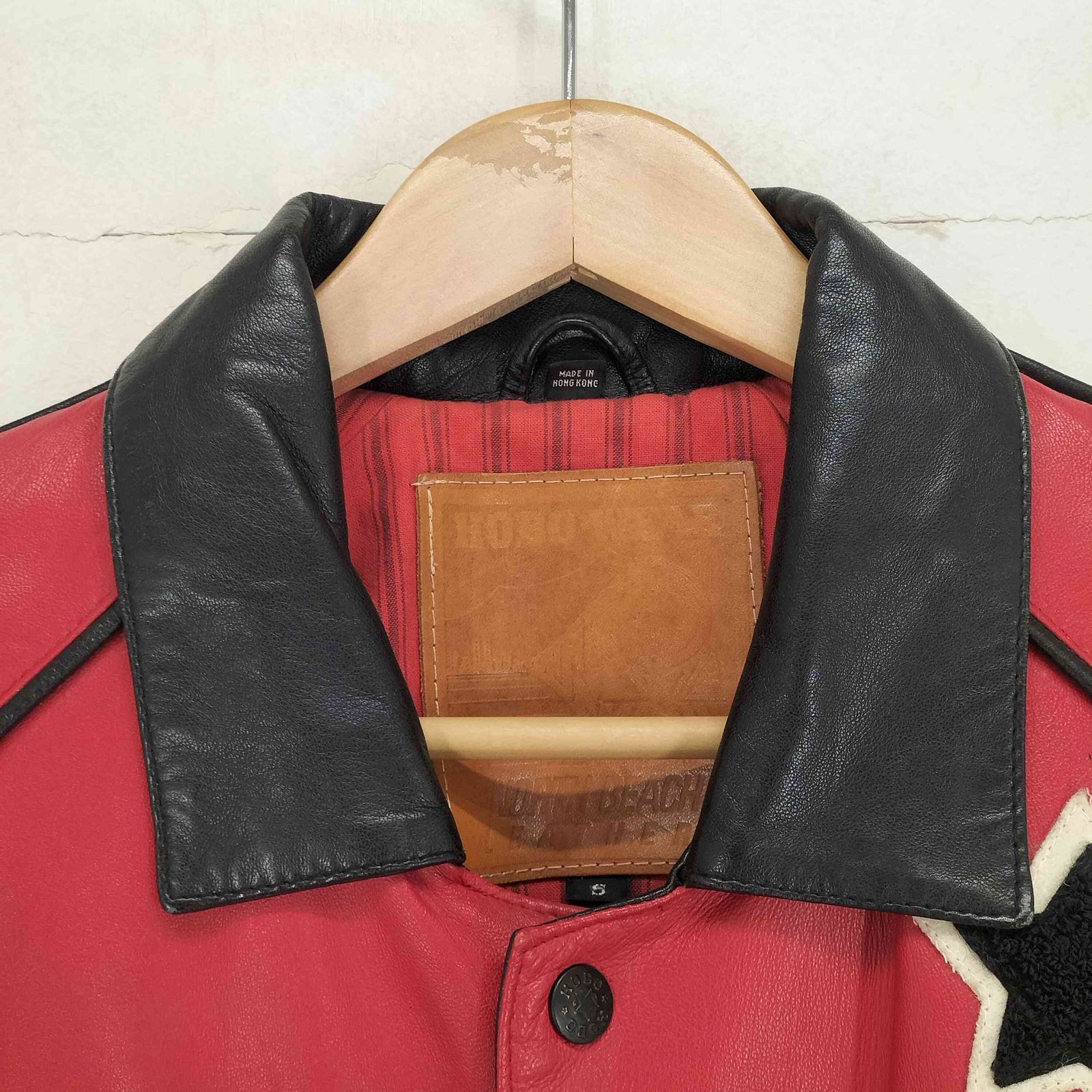 ユーズドフルギ 古着 HOBO WEAR Leather Jacket Stars 本革 レザージャケット メンズ import S 冷房対策 その他 