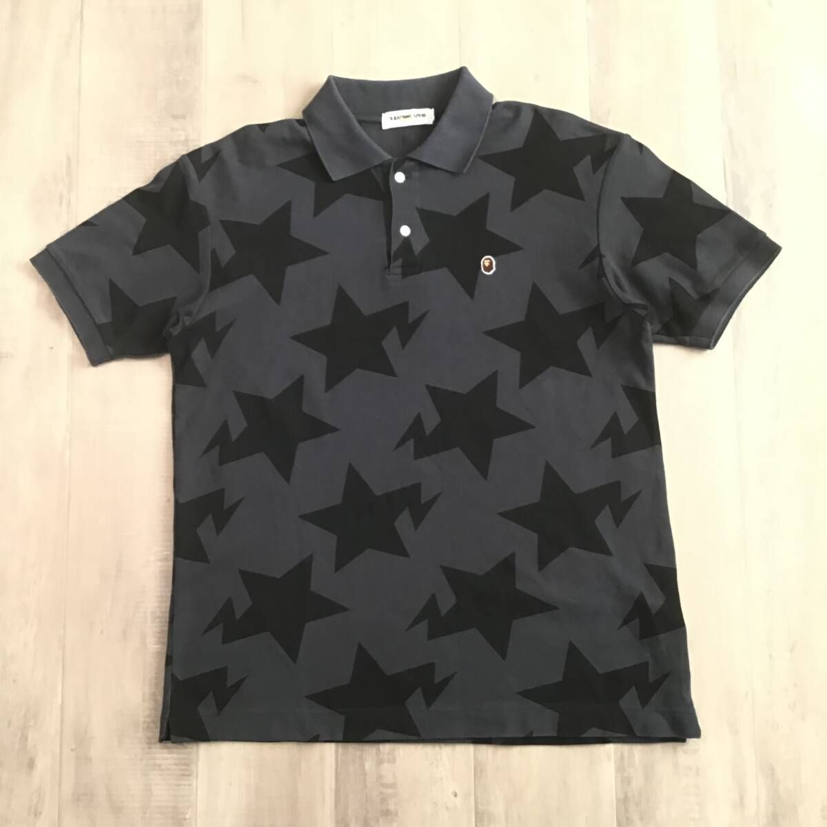 A BATHING APE　スターポロシャツ BAPE スター ポロシャツ Lサイズ グレー a bathing ape STAR BAPE STA