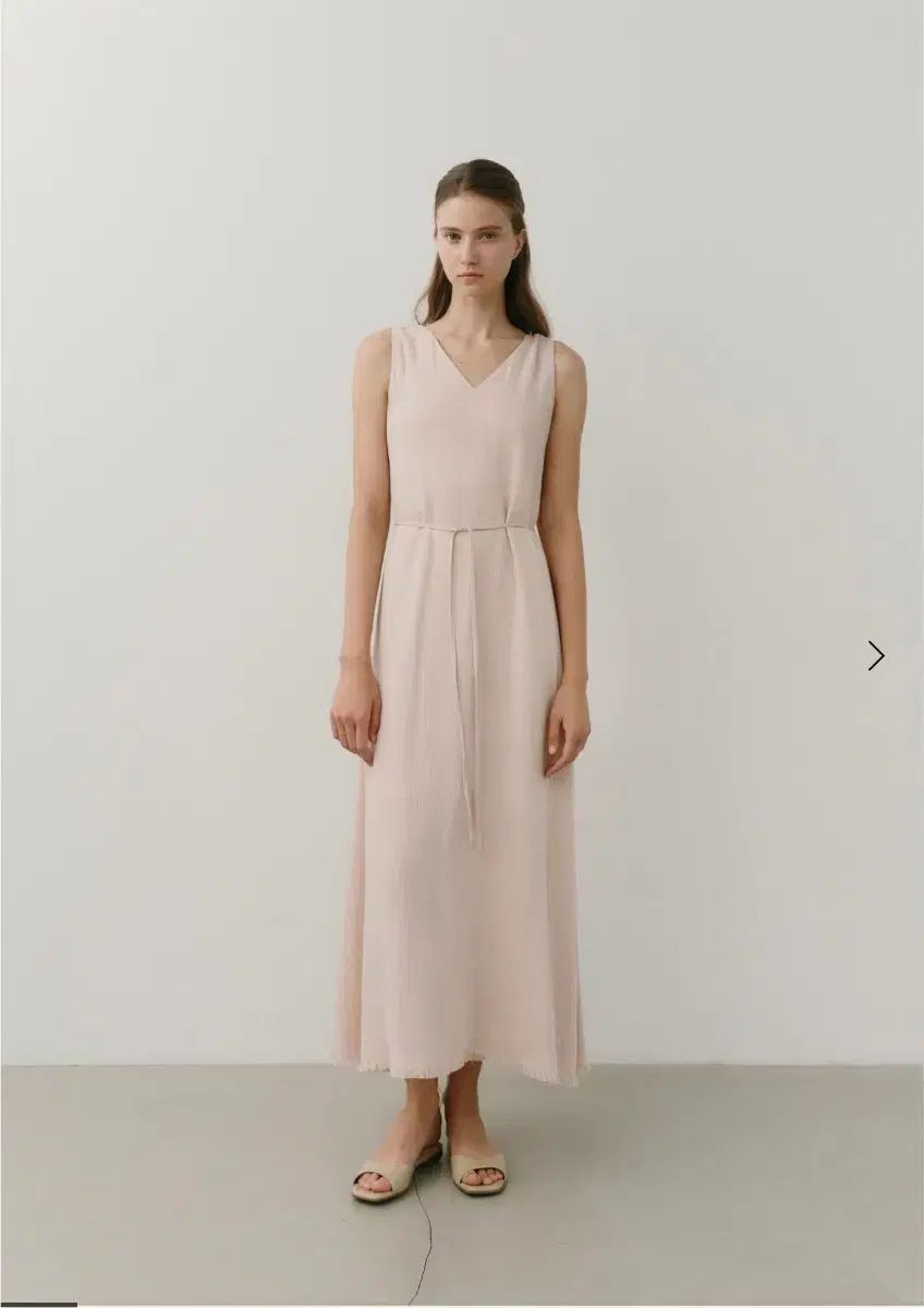 シエ コイ フリンジ ドレス ペイルローズ マキシ M