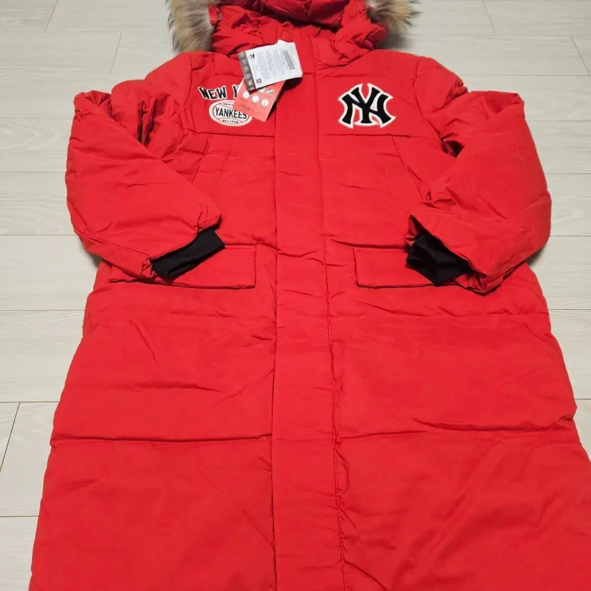 MLB ニューヨーク ヤンキース ダウンジャケット ロング丈 レッド 145
