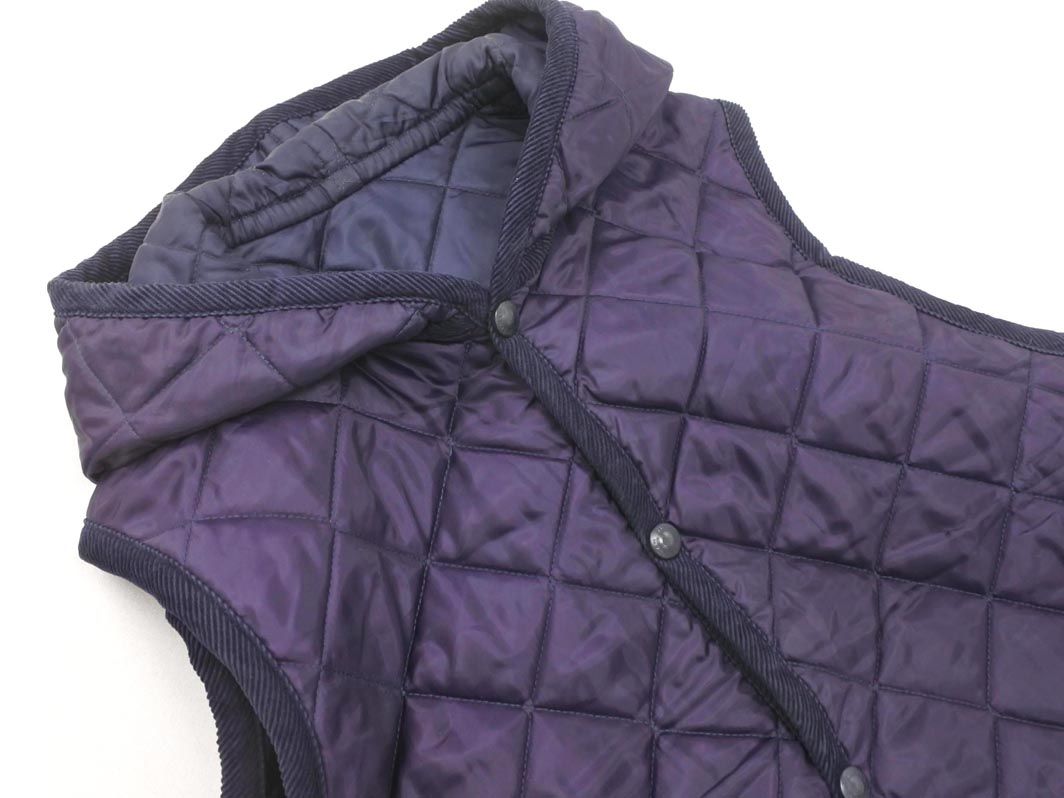 LAVENHAM ラベンハム フード リバーシブル キルティング ベスト size38 紫 紺 メンズ Jackman ジャックマン