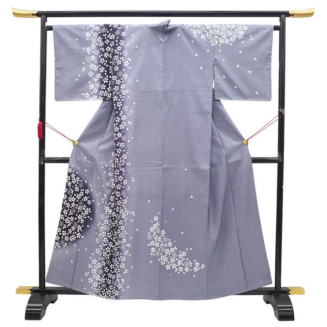 新古品】 本場大島紬 訪問着 着物 未使用 正絹 大島紬 染大島 袷 藤鼠