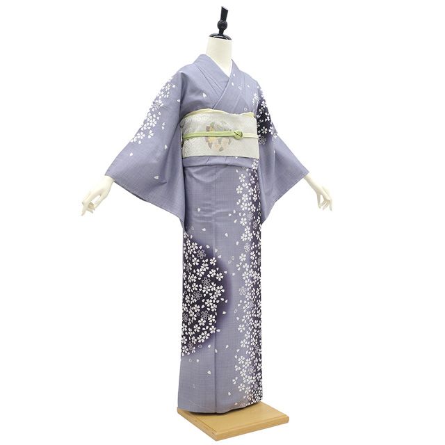 新古品】 本場大島紬 訪問着 着物 未使用 正絹 大島紬 染大島 袷 藤鼠