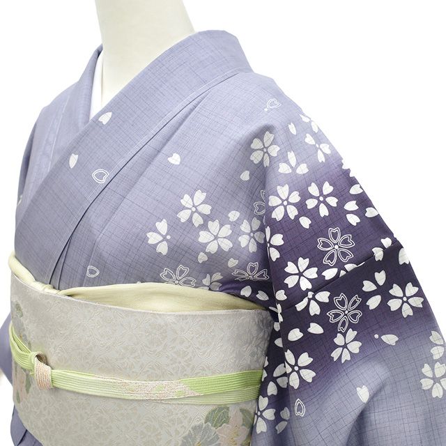 新古品】 本場大島紬 訪問着 着物 未使用 正絹 大島紬 染大島 袷 藤鼠