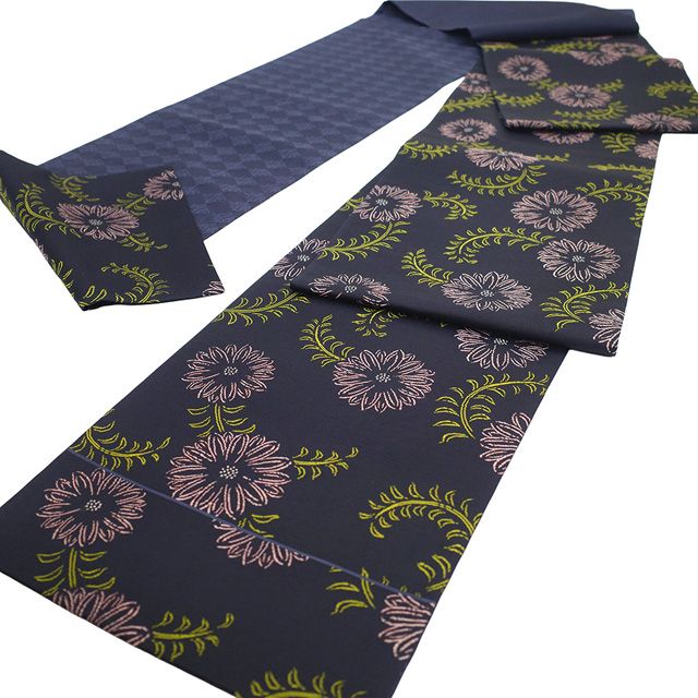 新古品】 誉田屋源兵衛 袋帯 未使用 正絹 水撚八丁 淡黒 花 レア