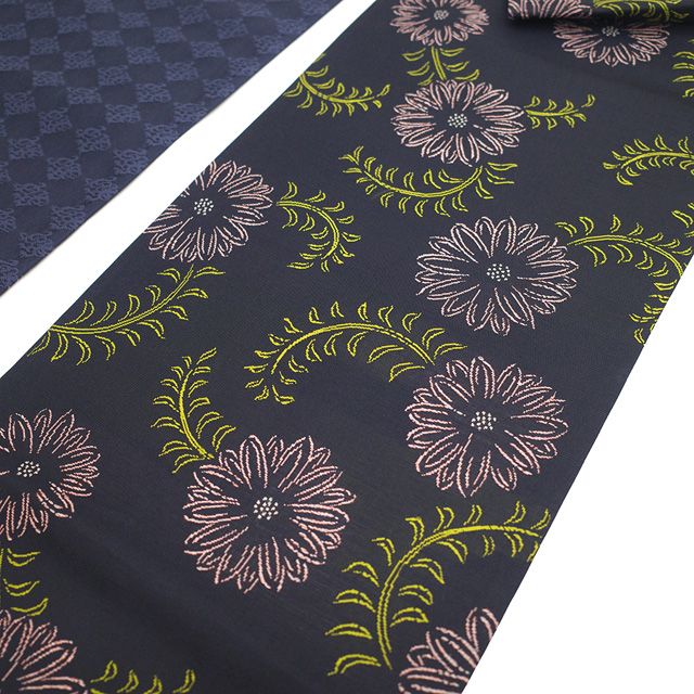 新古品】 誉田屋源兵衛 袋帯 未使用 正絹 水撚八丁 淡黒 花 レア