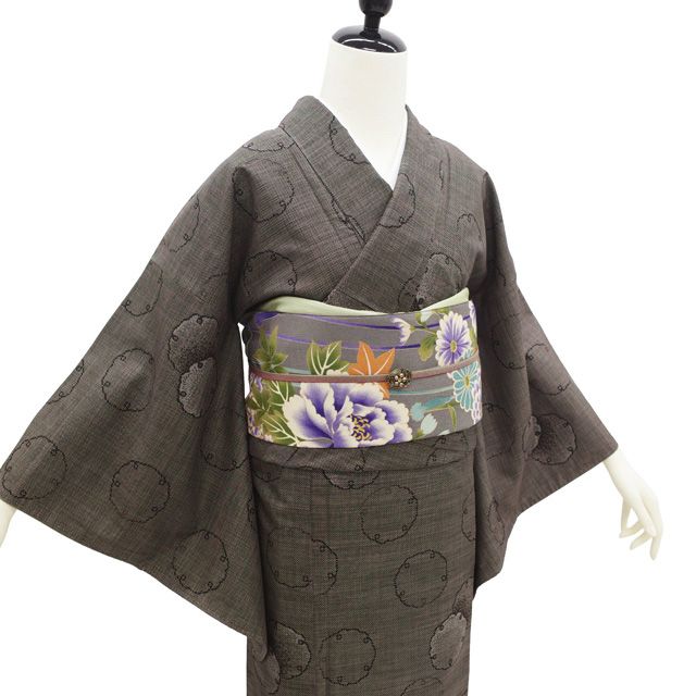 中古】 本場大島紬 着物 リサイクル 正絹 大島紬 袷 泥染め 7マルキ