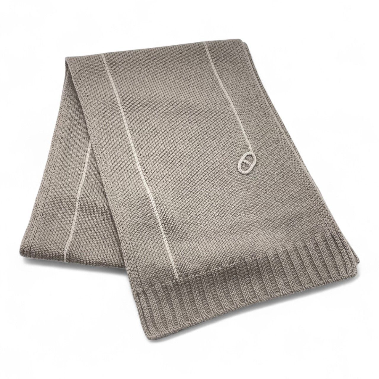 エルメス ニットマフラー マイヨン トラセ ベージュ カシミヤ