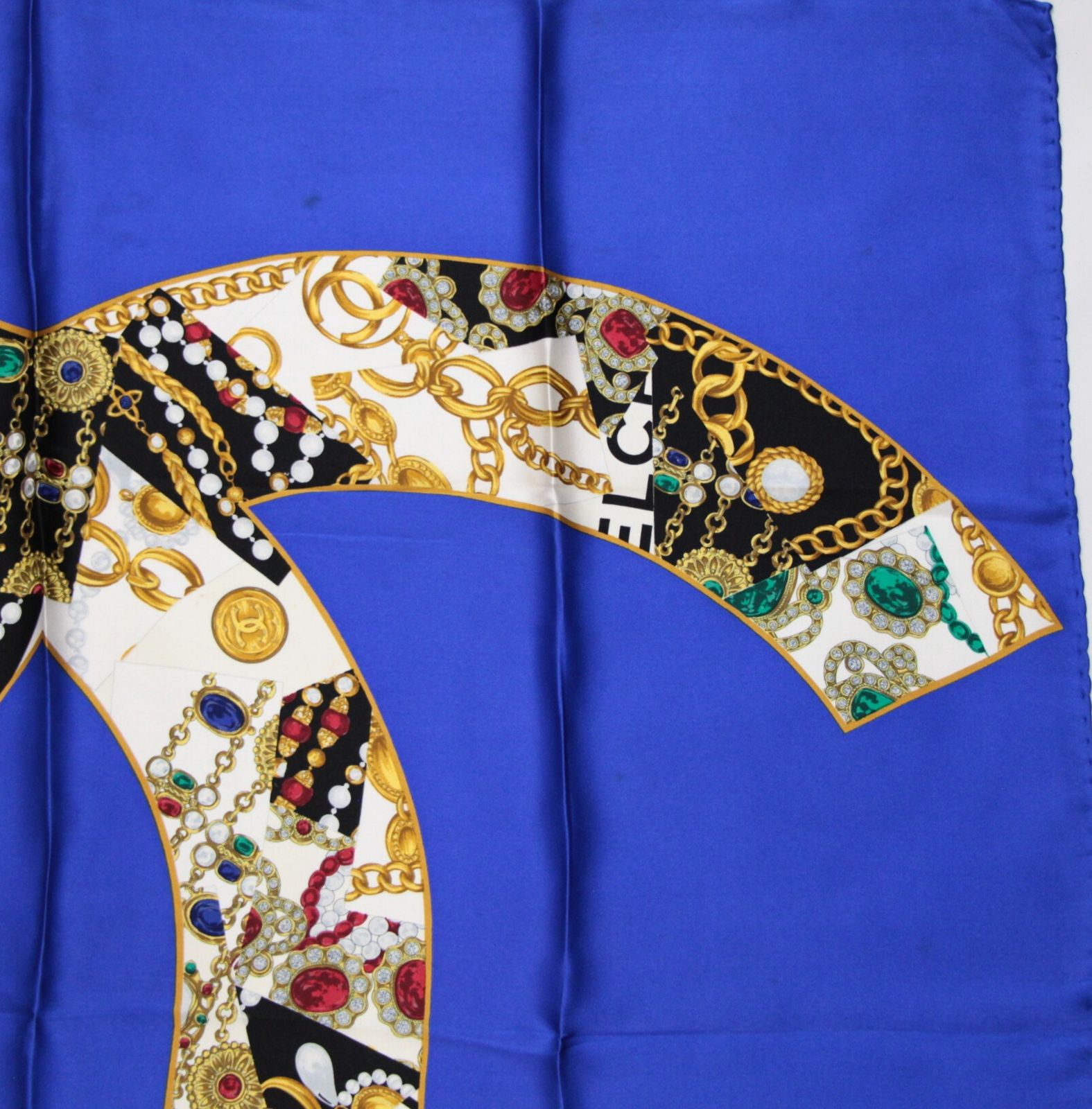 シャネル CHANEL ヴィンテージ 大判スカーフ ココマーク ジュエリー柄