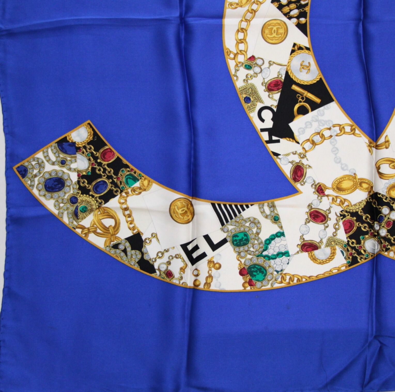 シャネル CHANEL ヴィンテージ 大判スカーフ ココマーク ジュエリー柄