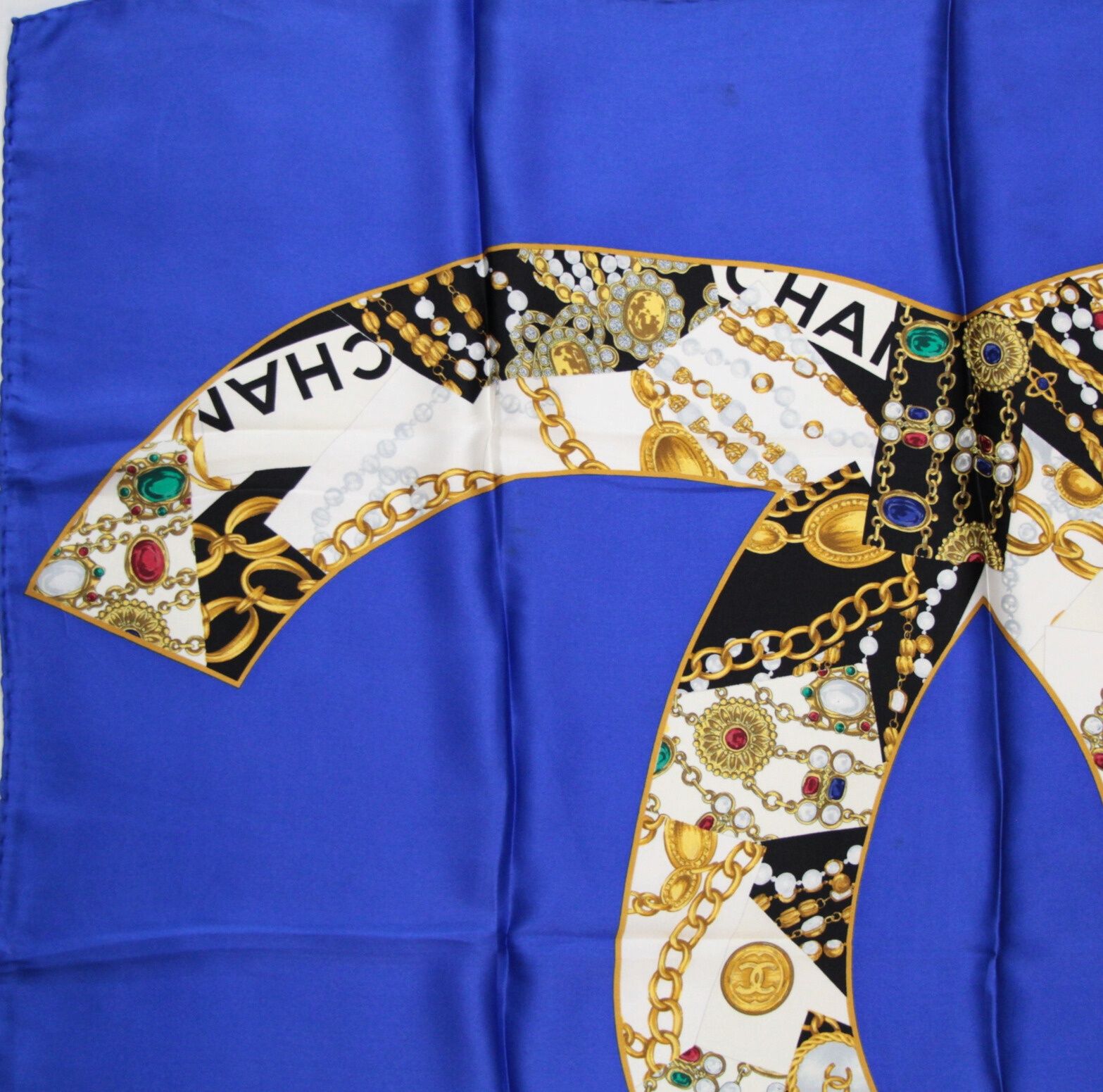 シャネル CHANEL ヴィンテージ 大判スカーフ ココマーク ジュエリー柄