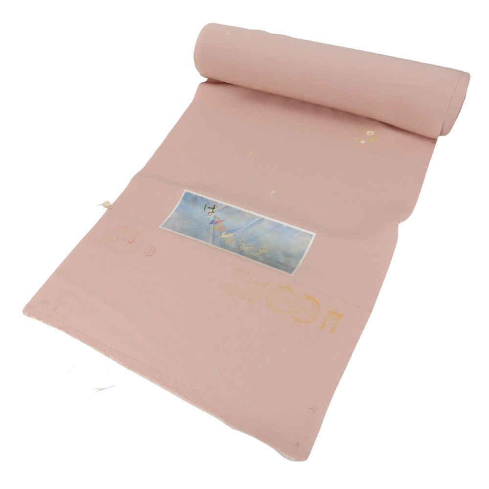 反物 小紋 正絹 ピンク パステル系 丹後ちりめん はなゆうび 和装 呉服 和服 きもの レディース 女性