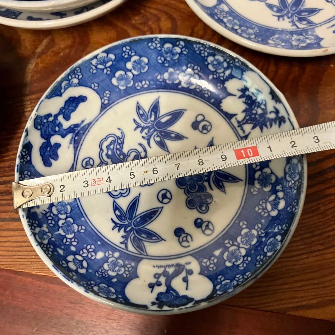 印判皿 染付松竹梅柄10枚1組 明治〜大正ごろ お正月などに 蚤の市