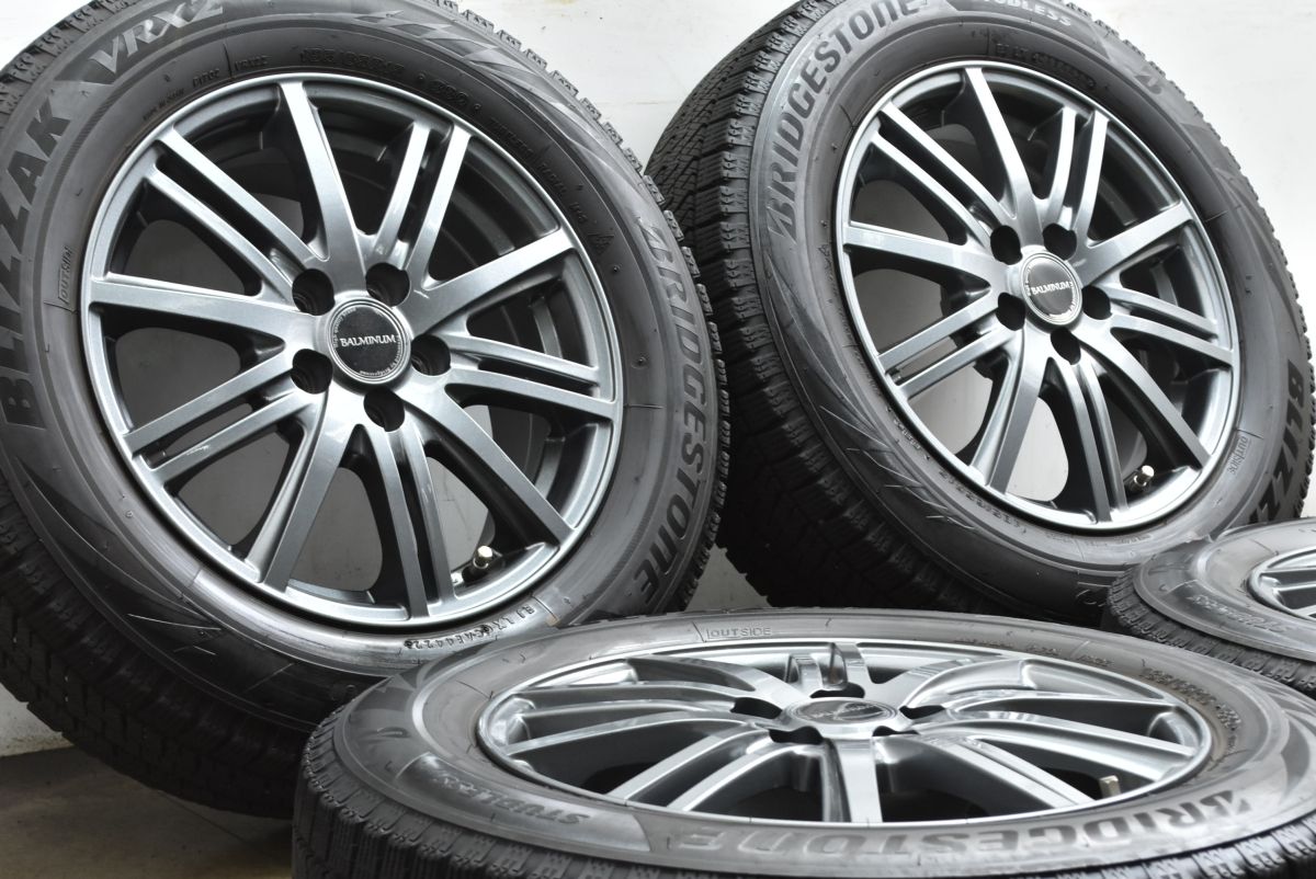 【15インチ】【スタッドレスタイヤ】【ホイール・ナット付】ブリザック・バルミナ 程度良好品】バルミナ 15in 6J +43 PCD100 ブリヂストン ブリザック