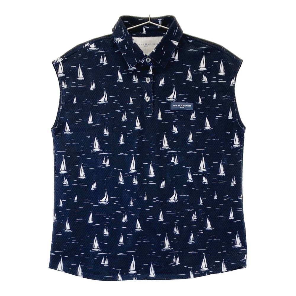 トミーヒルフィガーゴルフ ポロシャツ 襟付き 総柄 ゴルフウェア ネイビー サイズ：L TOMMY HILFIGER GOLF トミー ヒルフィガーゴルフ 2025年