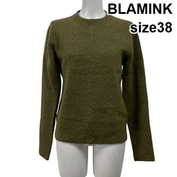 BLAMINKカシミヤクールネックロングスリーブニット　38 ピンク M.WINTER クルーネックロングスリーブニット