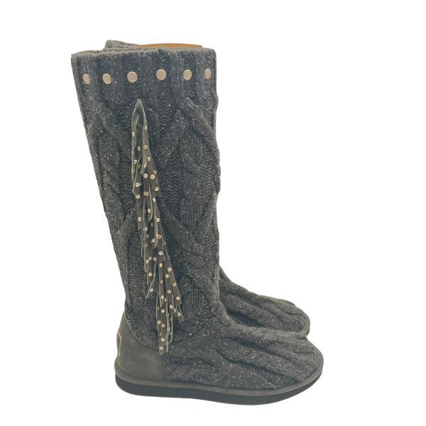 アグ UGG ブーツ Jimmy Chooジミー チュウ コラボ ケーブルニット グレー ウール 25 レディース S 5 X 550