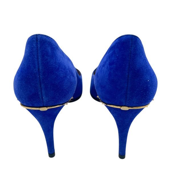 グッチ GUCCI ヒールパンプス ポインテッドトゥ ブルー スウェード 36 23 cm前後 レディース S 5 X 553