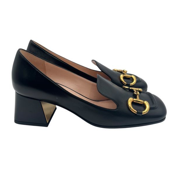 グッチ GUCCI ローファーパンプス ホースビット付 黒 レザー 36 23 cm前後 レディース S 5 X 554
