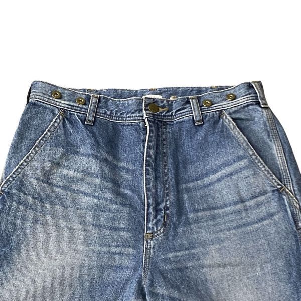 ブリル BRILL デニムペインターパンツ ワイドストレート ヴィンテージ加工 インディゴブルー 綿 36 S 7号 レディース 5 X 561