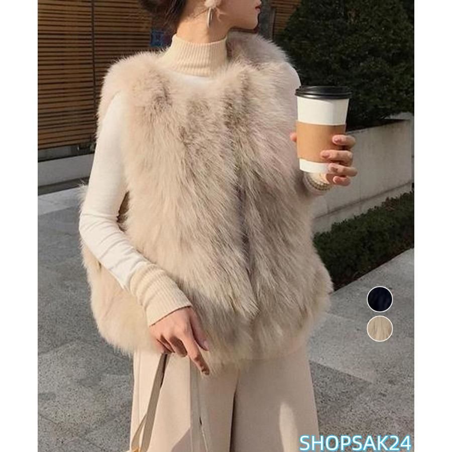 フェイクファーベスト ふわふわ ファージレ レディース 秋冬 トレンド 羽織り おしゃれ 体型カバー 大人カジュアル676