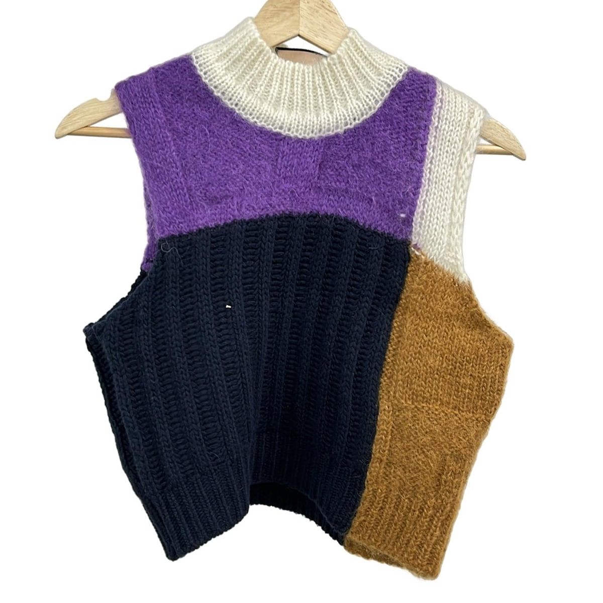 PLAN C プランシー ノースリーブセーター レディース - ダークネイビー×パープル×マルチ ハイネック カシミヤ混