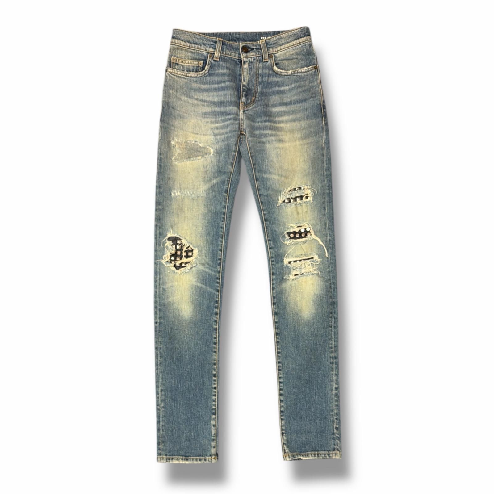 SAINT LAURENT PARIS 17SS Studded denim pants スタッズクラッシュ