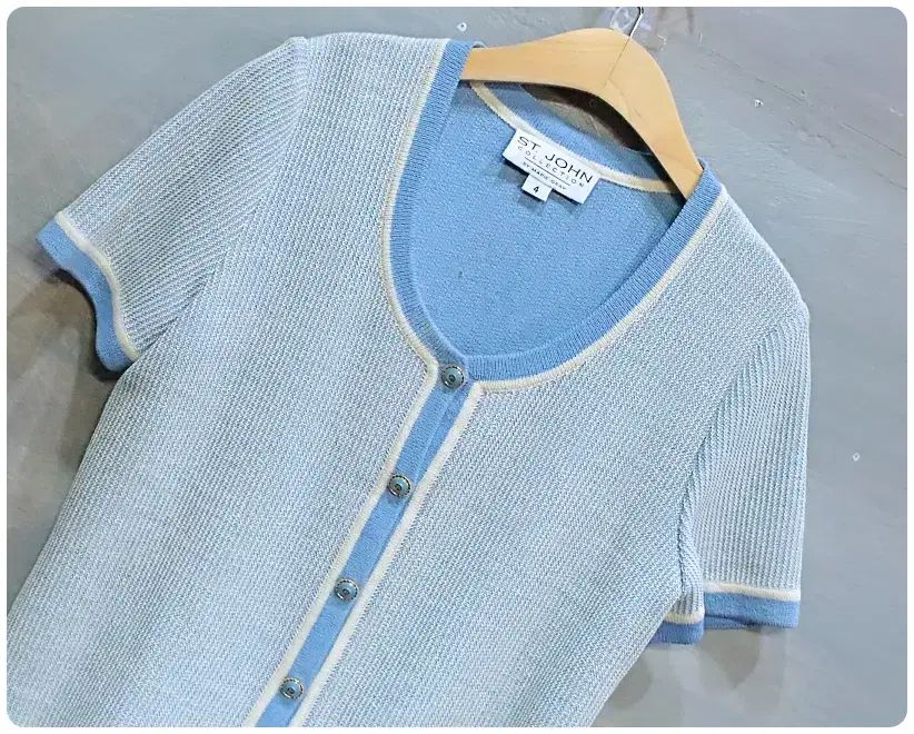 センジョーン ウール レーヨン 半袖 ニット カーディガン レディース4