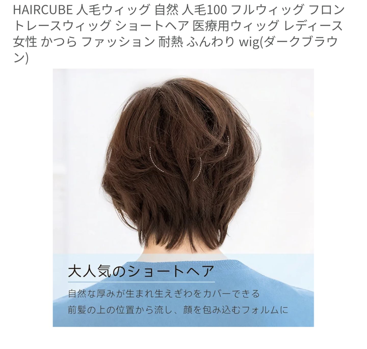 人毛ウィッグ 自然 人毛100 wig ダークブラウン