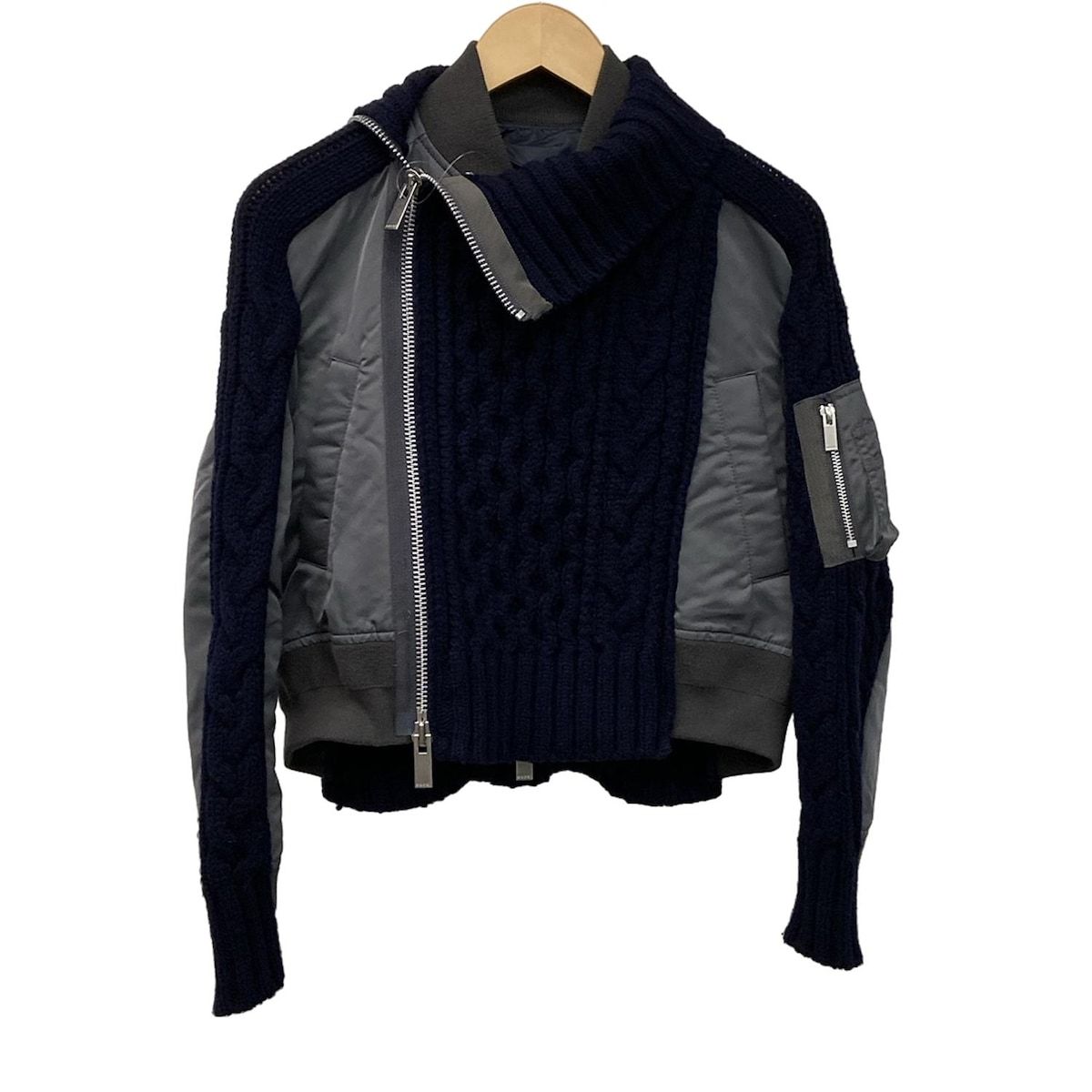 Sacai サカイ ブルゾン サイズ1 S レディース 23 06811 ネイビー グレー 長袖 ニット 冬