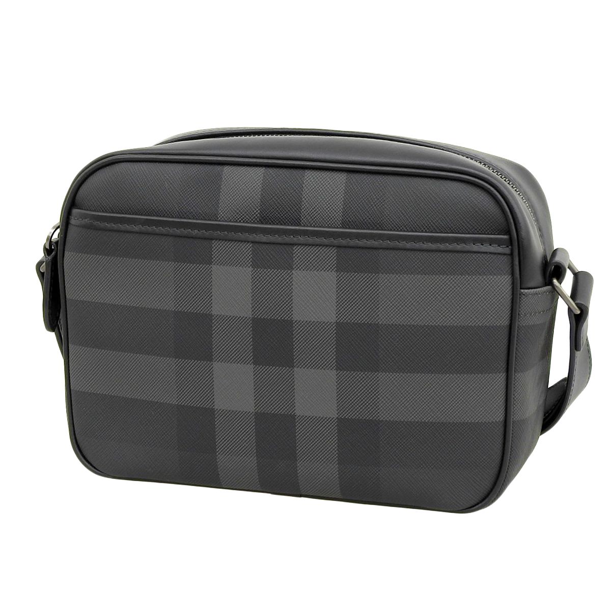 バーバリー パディバッグ ショルダーバッグ 肩掛け クロスボディ バーバリーチェック ポリウレタン コットン スムースカーフレザー チャコール グレー 黒 ガンメタル金具 メンズ アラモード