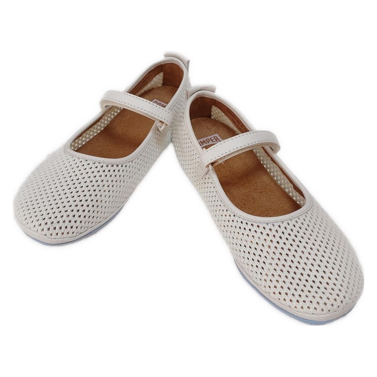 CAMPER カンペール フラットシューズ 38 レディース - 白 メッシュ レザー