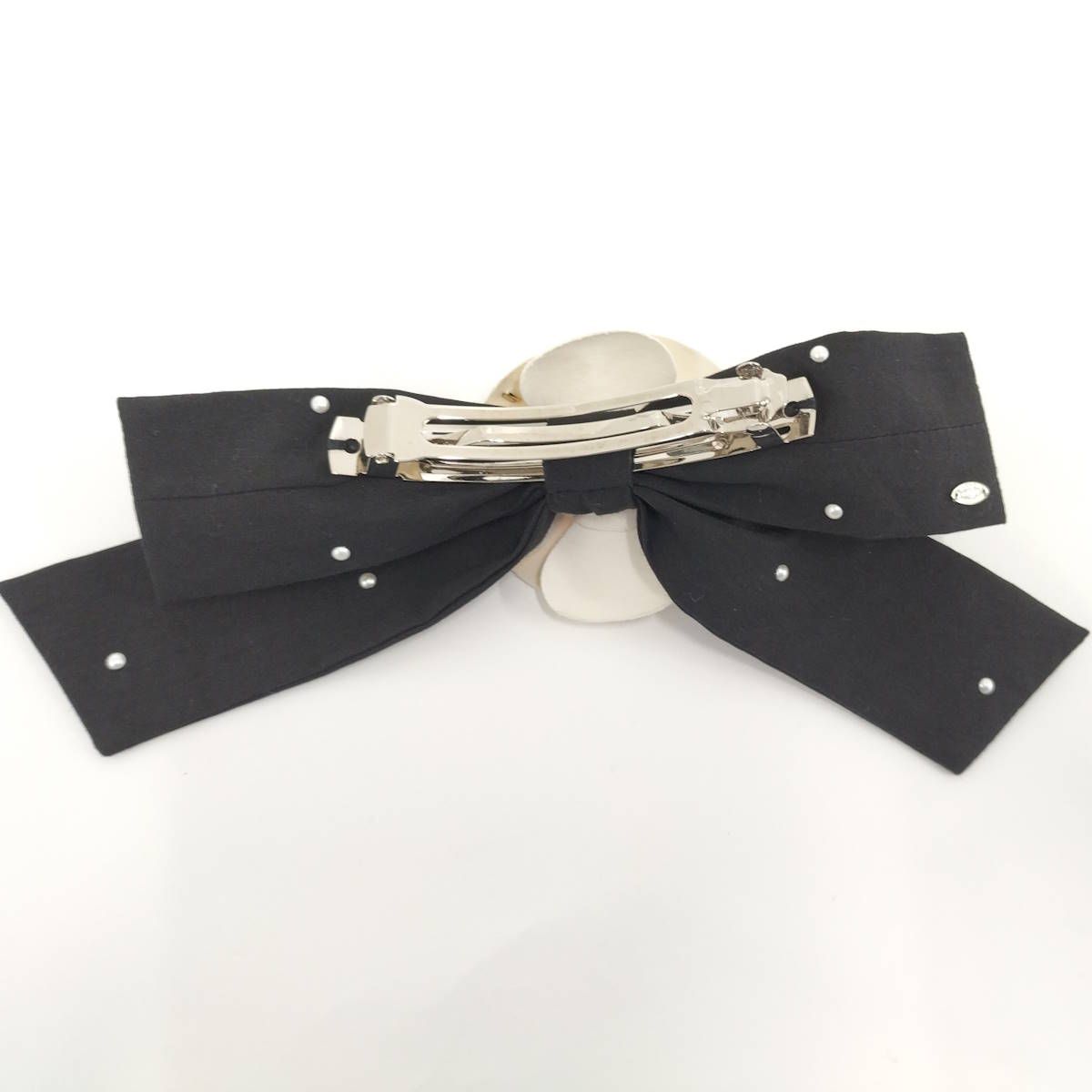 CHANEL バレッタ リボン カメリア ブラック 25 C